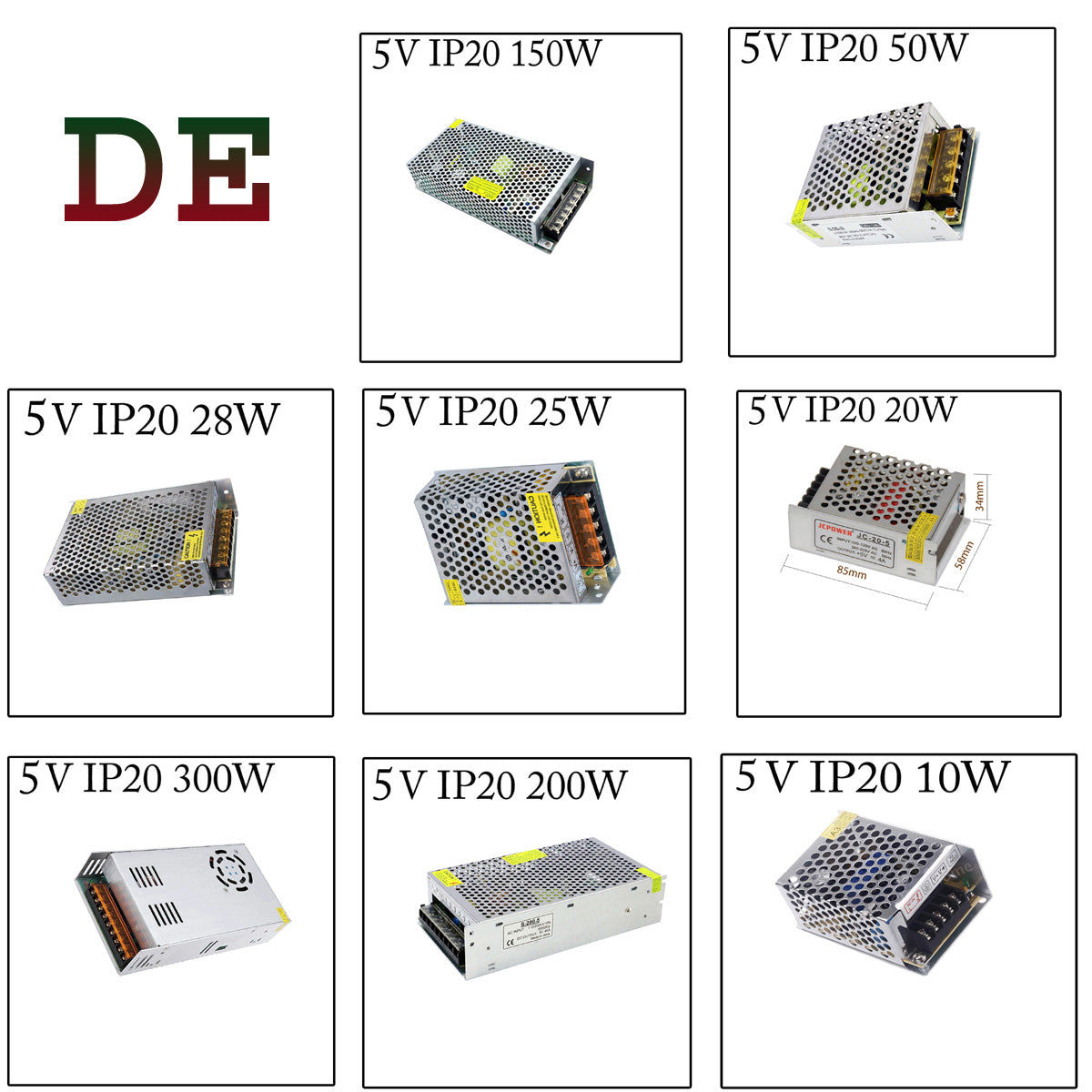 LED Netzteil Schaltnetzteil 5V DC, 2A, 25W, IP20 Transformator~2432