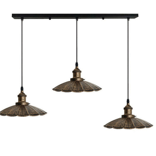 Kupferfarbe gebürstet ohne Glühbirne Neue Industrielampe Metall Vintage Hängelampe Retro Pendelleuchte 3 Scheinwerfer