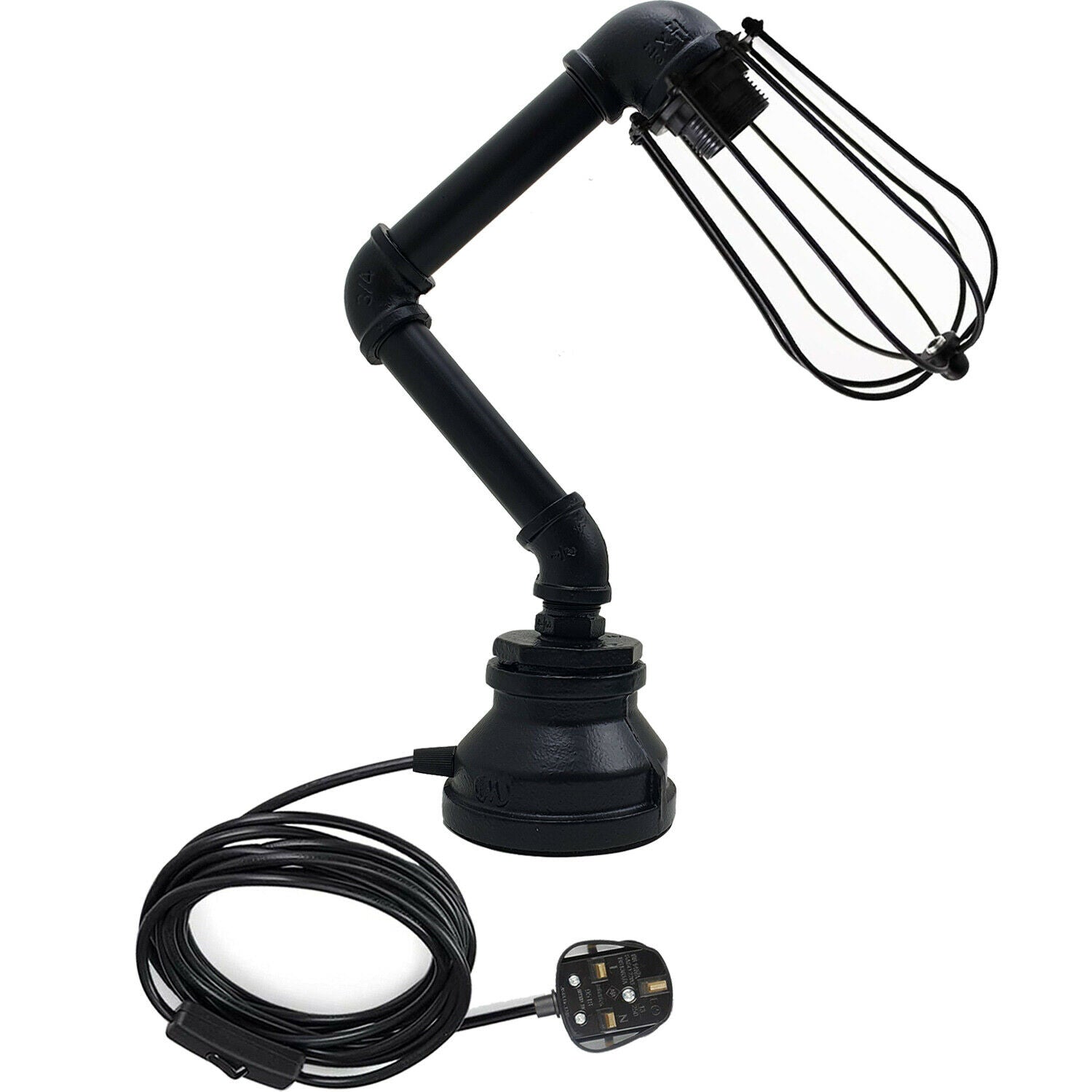 Industrial Plug-In Tischleuchte Steampunk Metall Indoor Stand Wasserpfeife Retro Beleuchtung LEDSone DE