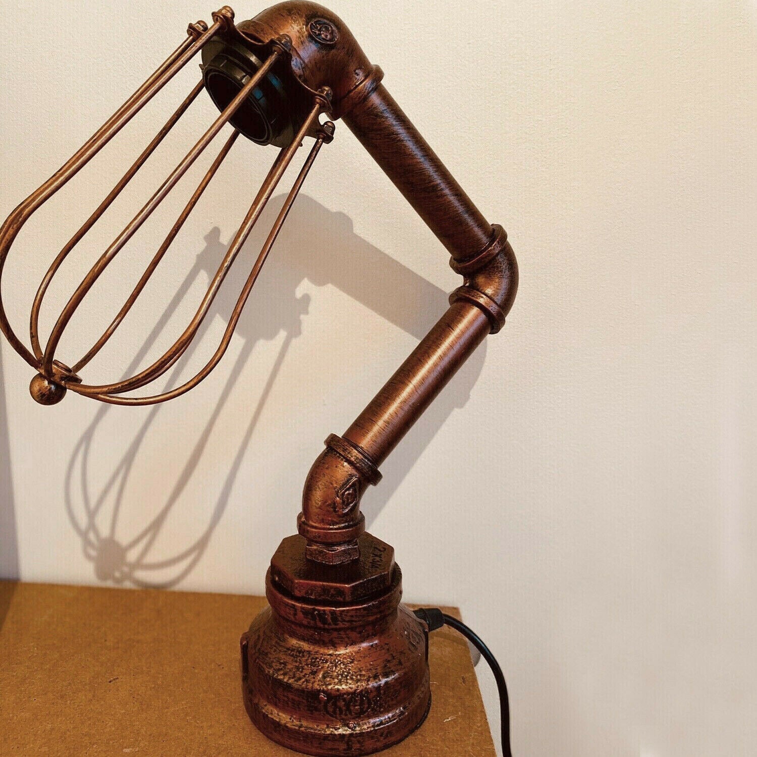 Industrial Plug-In Tischleuchte Steampunk Metall Indoor Stand Wasserpfeife Retro Beleuchtung LEDSone DE