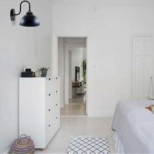 Industrielle Vintage Wandleuchte aus Metall, Kuppelform, Innenleuchte, schwarz