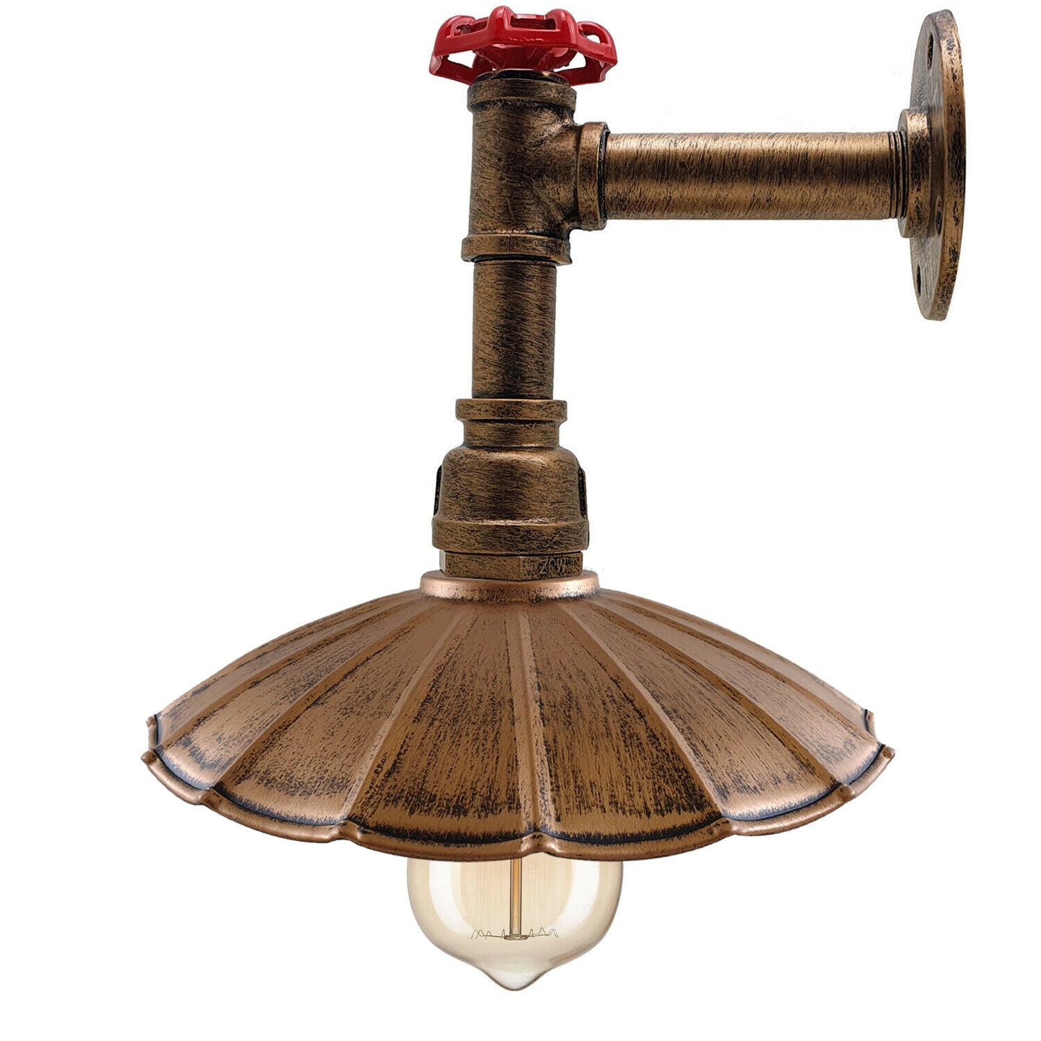 Gebürstetes Kupfer Industrieller Rohr-Licht-Regenschirm-Form-Schatten-Wand-Leuchter-Metalllampen-Armaturen für den Innenbereich