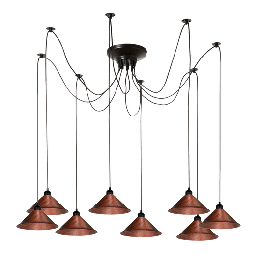 Moderne industrielle rustikale rote Spinne Decken-Pendelleuchte Metallkegel-Schatten-Innenhängeleuchte