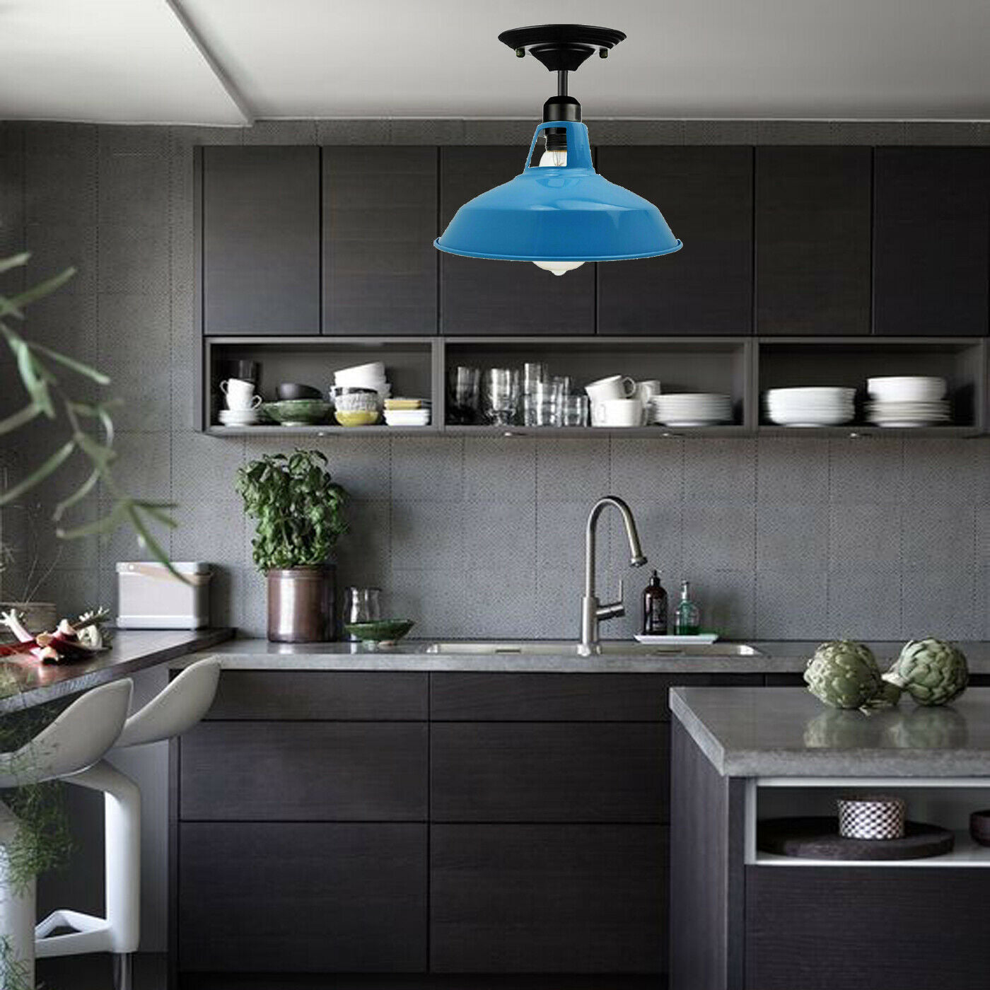Blaue Farbe mit Glühbirne Retro Vintage Ceiling Pendant Light Hanging lamp Industrial design 240V