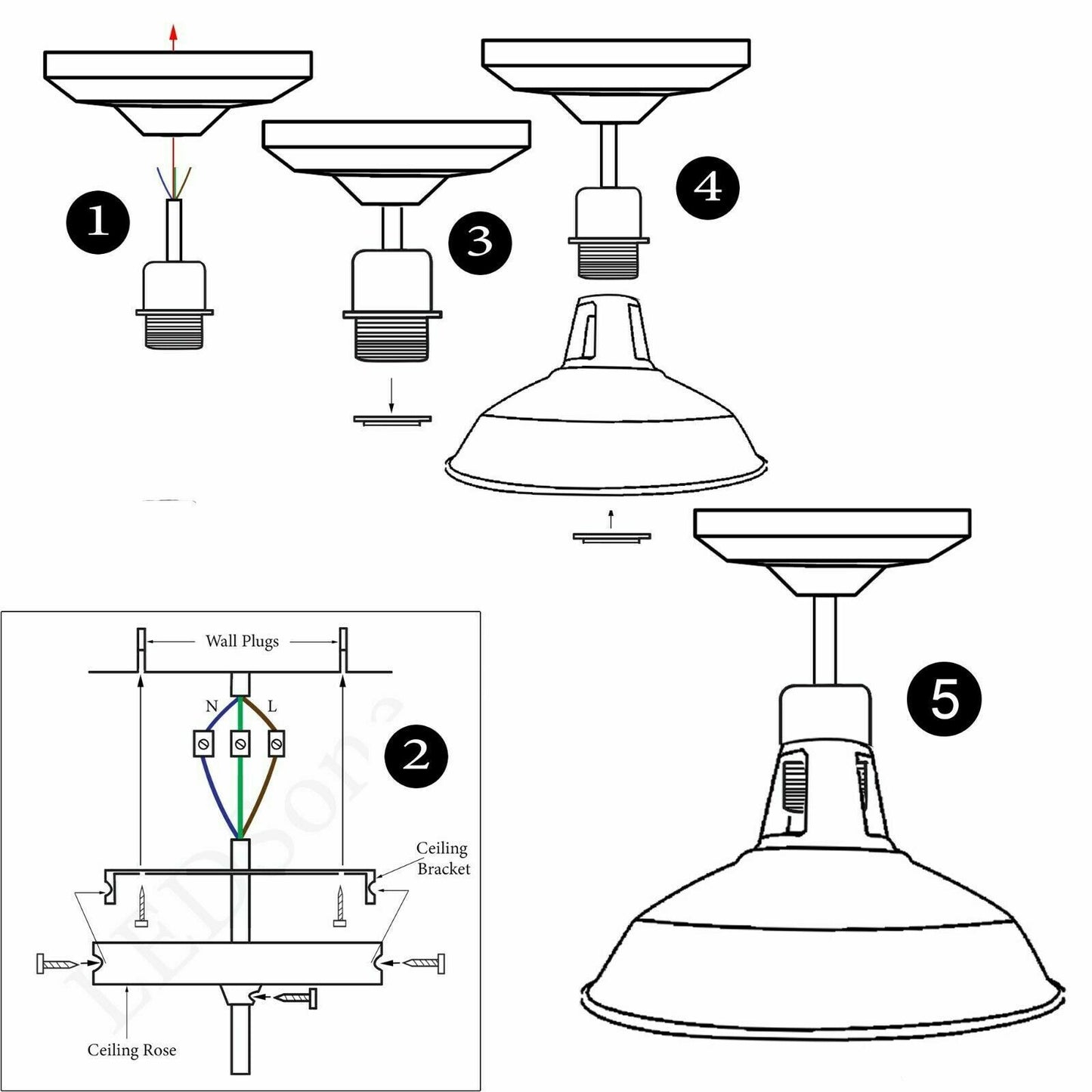 Schwarze Farbe ohne Glühbirne Retro Vintage Ceiling Pendant Light Hanging lamp Industrial design 240V