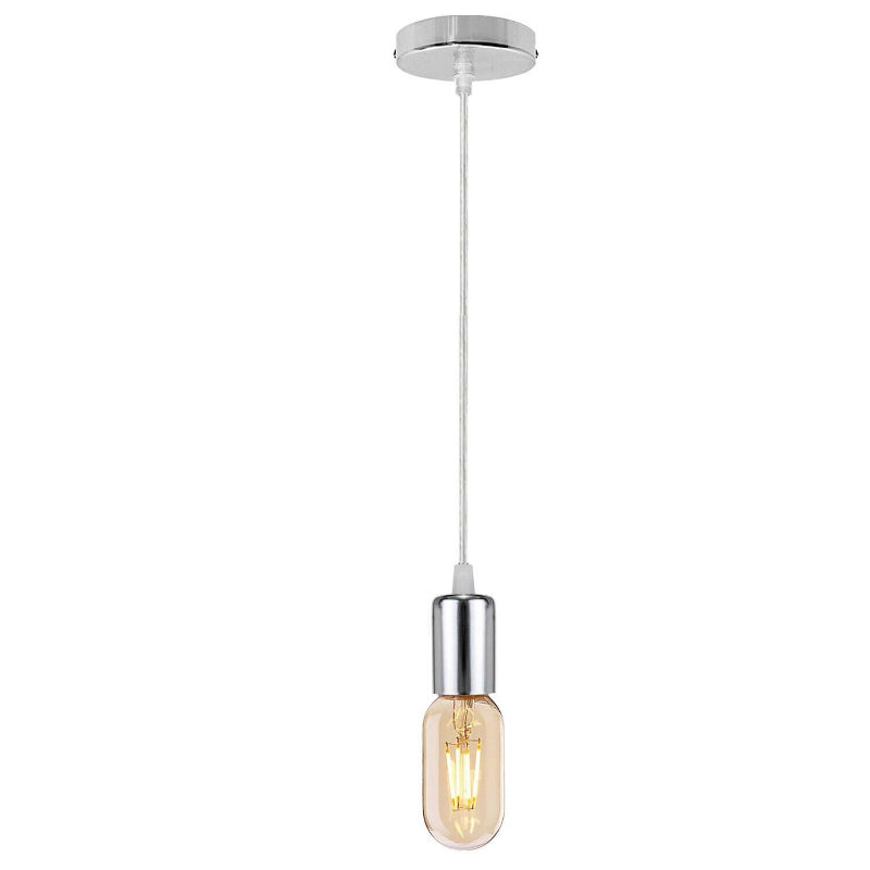Retro Industrial Vintage Loft E27 Chrom Deckenrosette Pendelleuchte