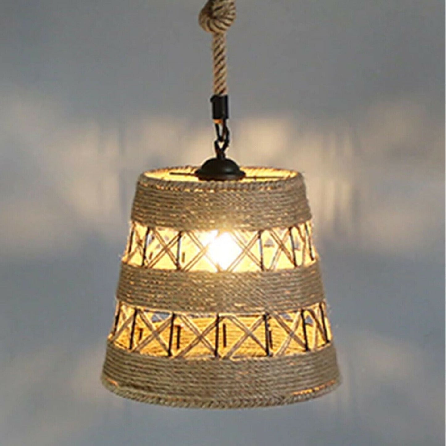 Retro Industrial Vintage Loft Hanfseil Pendelleuchte Deckenlampe