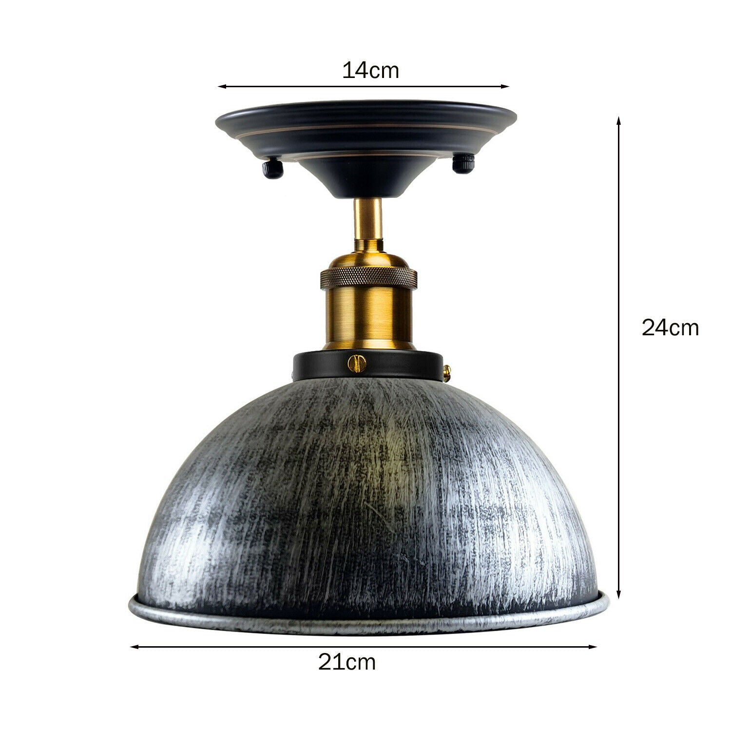 Industrial Retro Light Shade Flush Mount Fitting Moderne Deckenleuchte Silber gebürstet