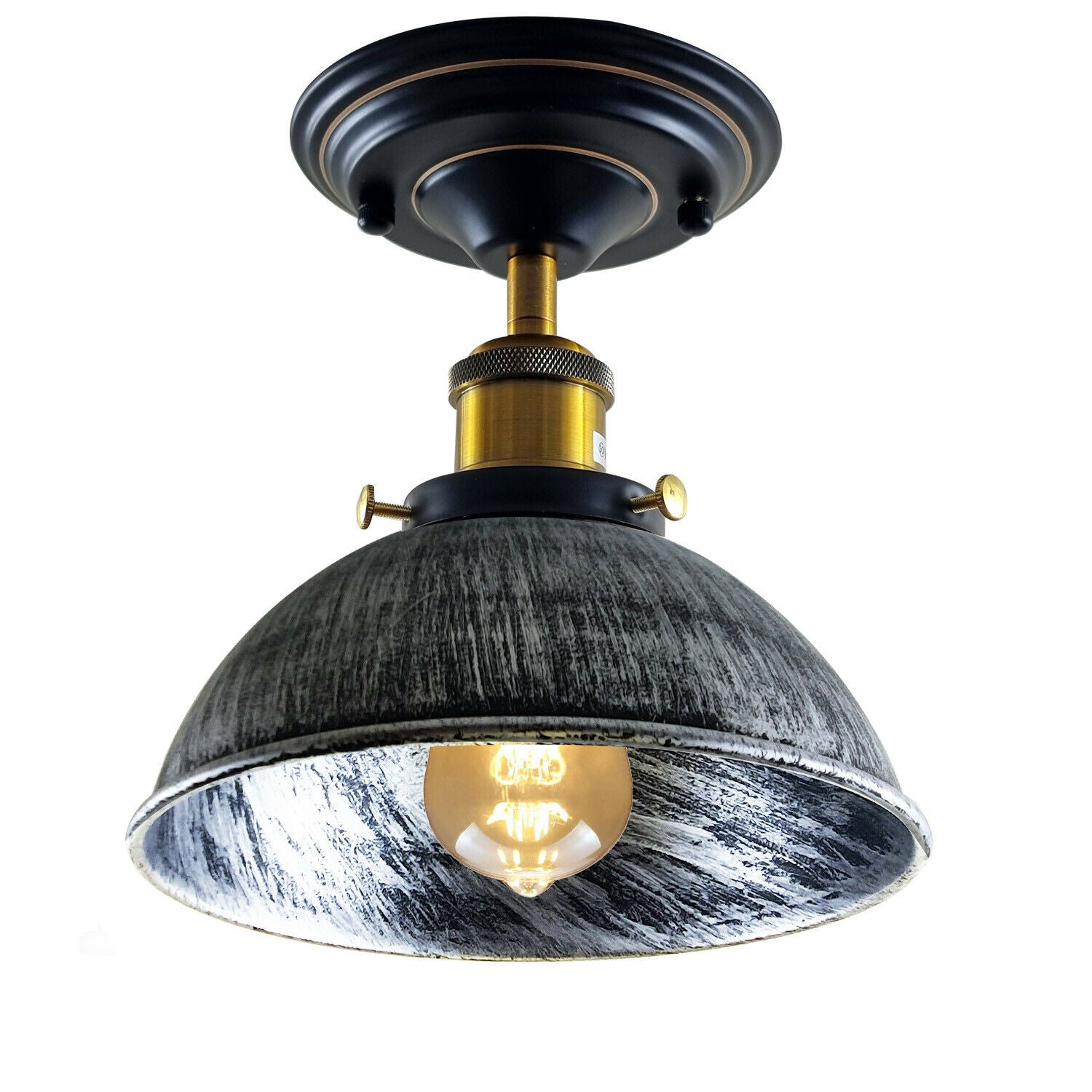 Industrial Retro Light Shade Flush Mount Fitting Moderne Deckenleuchte Silber gebürstet