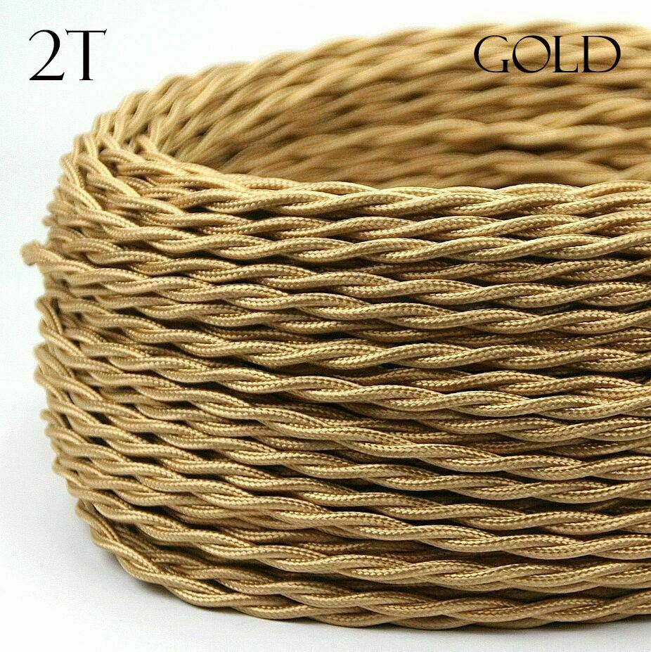 Vintage Retro New Italian Flexkabel Farbige geflochtene Beleuchtung 2-adrig Verdrilltes Stoffkabel