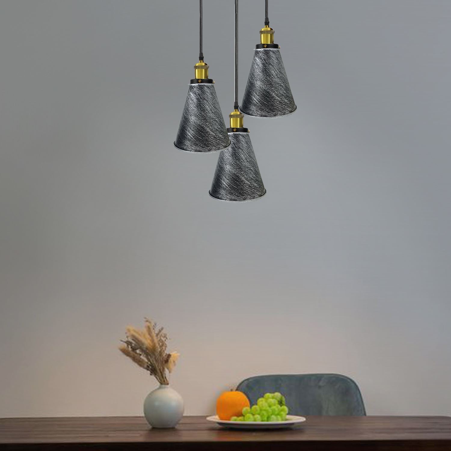 Industrielle Retro 3-Kopf Vintage Runde Basis Pendelleuchte Deckenleuchte