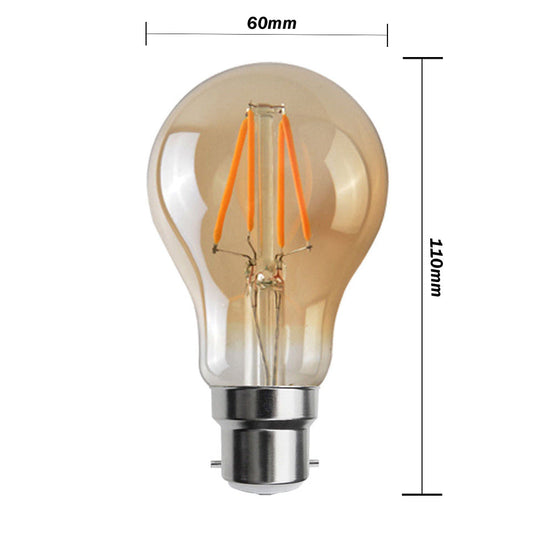 A60 B22 4W Dimmable Light Bulb Vintage Filament Classic LED - Shop for LED lights - Transformers - Lampshades - Holders | LEDSone UK