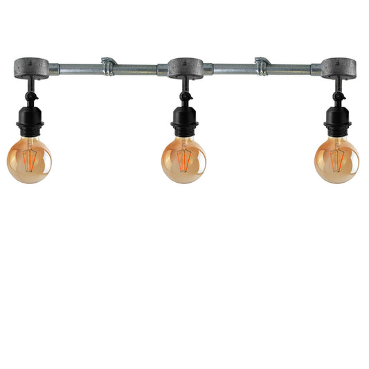 Industrielle Vintage-Retro-Pendelleuchte Galvanisierte Deckenleuchte mit verstellbarer E27-Metallfassung in schwarzer Ausführung