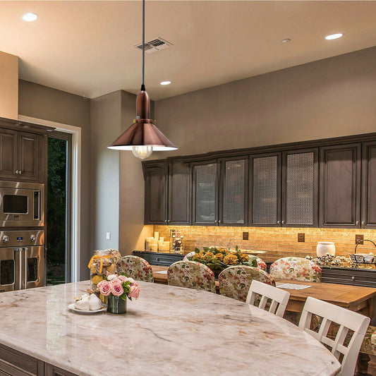 Industrielle Retro-Kupfer-Metallkegelform-Schatten-Innendecken-Pendelleuchte-Armatur