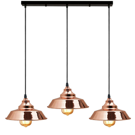 Industrielle Rose Gold Metall 3 Kopf Pendelleuchte