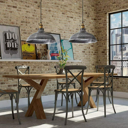 Industrielle hängende hängende Beleuchtung aus gebürstetem Silber Metall Einstellbare hängende Scheunenle