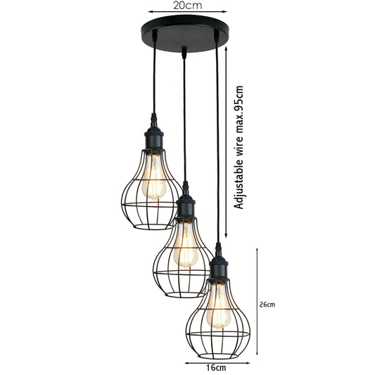 Pendelleuchte Höhenverstellbar 3 Flammig Schwarz