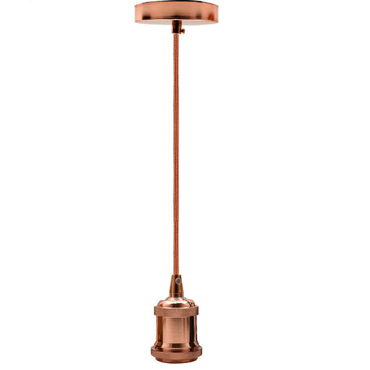 E27 Schraube Decke Rose Light 3Core Fabric Flex Pendelleuchtenhalter - Roségold Runde 1m