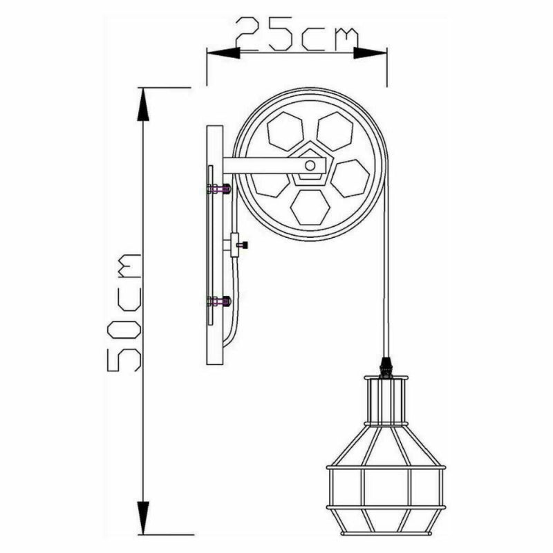 Höhenverstellbare Pulley Wandleuchte |E27 Fassung