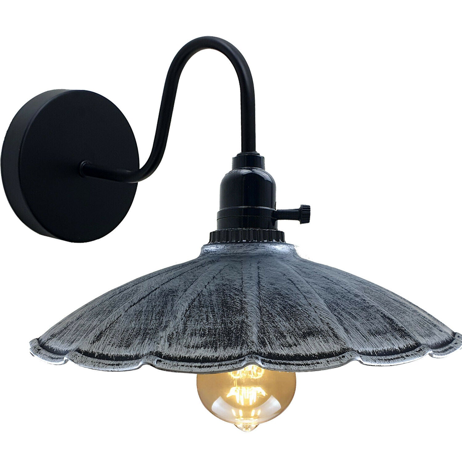 Gebürstetes Silber-Retro Wandleuchte Metall Wand Lampe Leuchte Loft E27 Industrie Licht