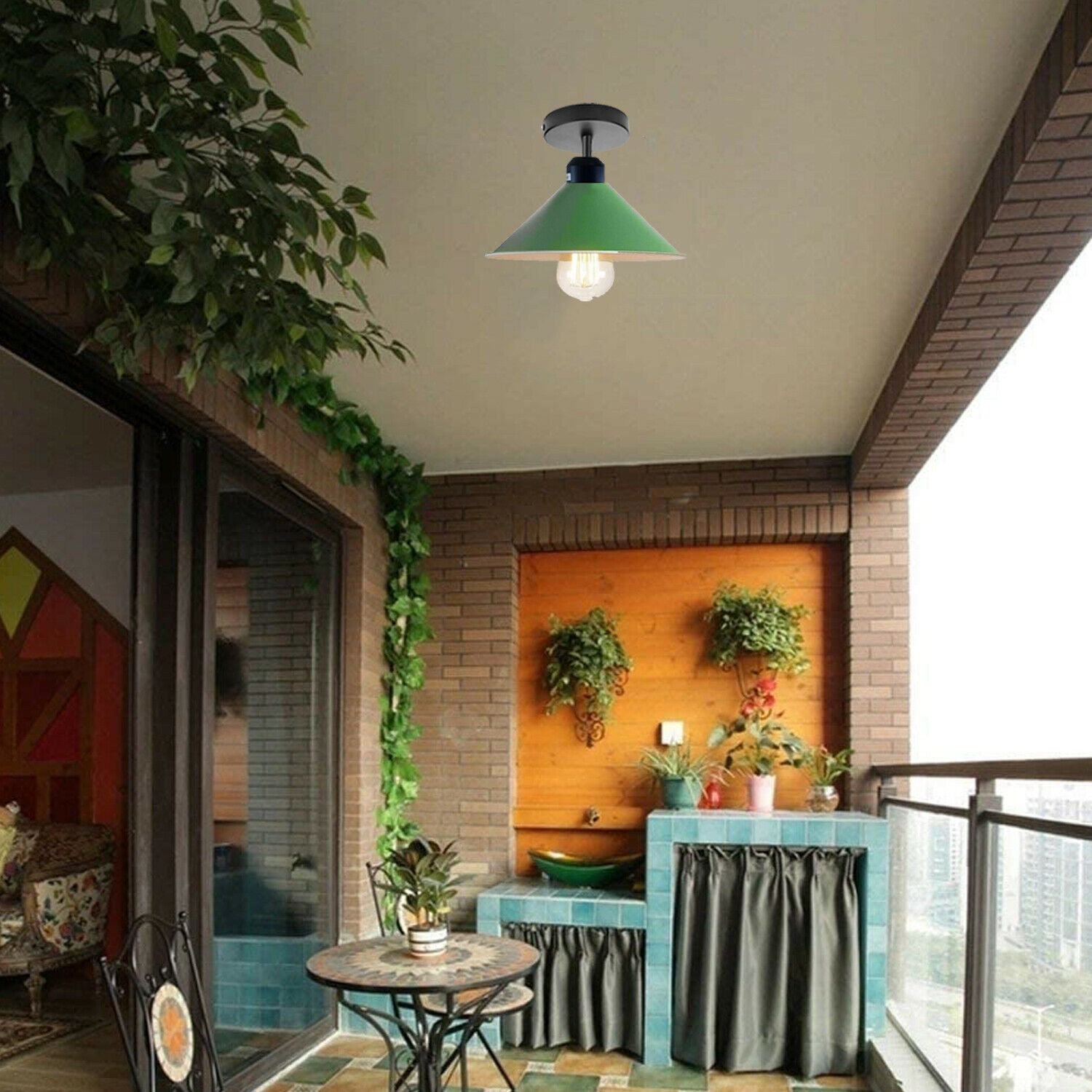 Grün-Deckenlampe Industrie Retro E27 Hängeleuchte Kegel Metall