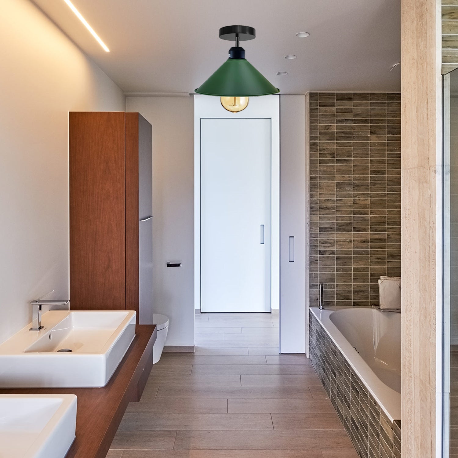 E27 Grün Kegel halb bündige Pendelleuchte