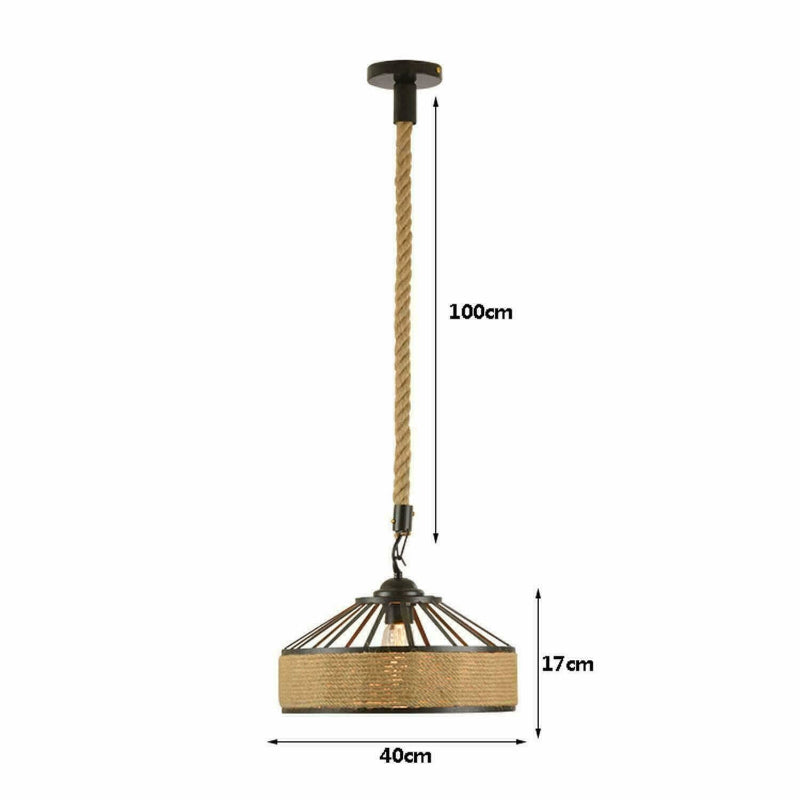 Retro Industrial Vintage Loft Hanfseil Pendelleuchte Deckenlampe