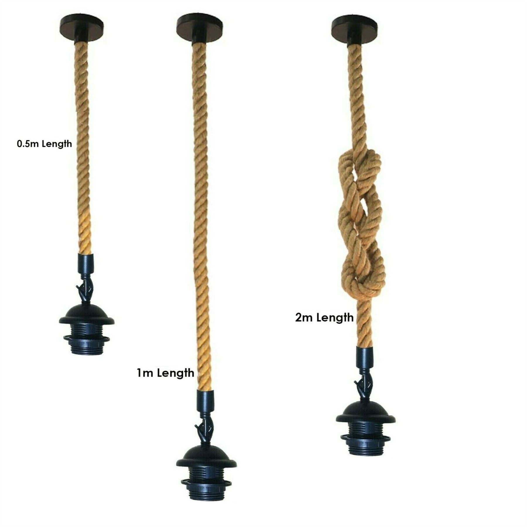 E27 Halter Vintage Retro Hanfseil Pendelleuchte Deckenleuchte Dekor Seil 0.5M/1M/2M