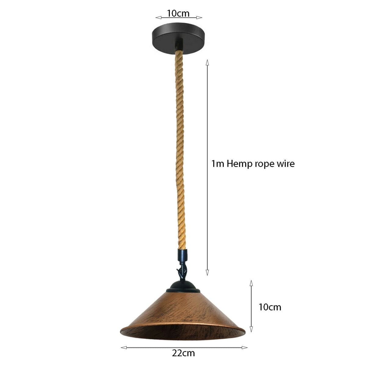 Stilvolle Hanf Pendellampe 22cm mit Glühbirne