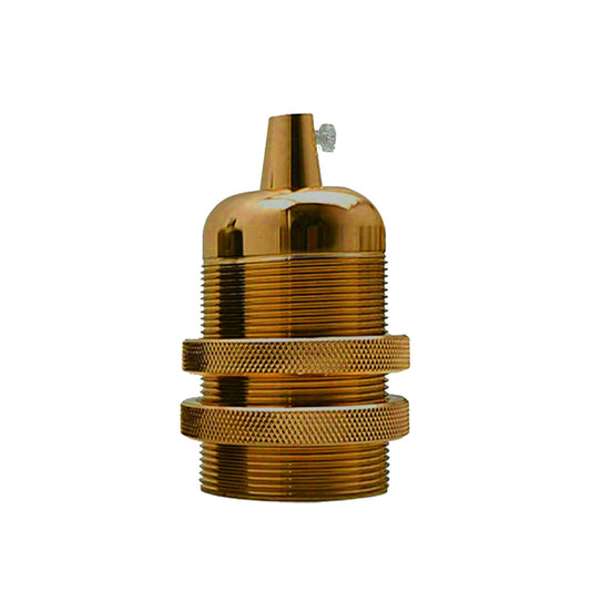 Vintage Glühbirnenhalter mit Schattenring gelbe Messingfarbe