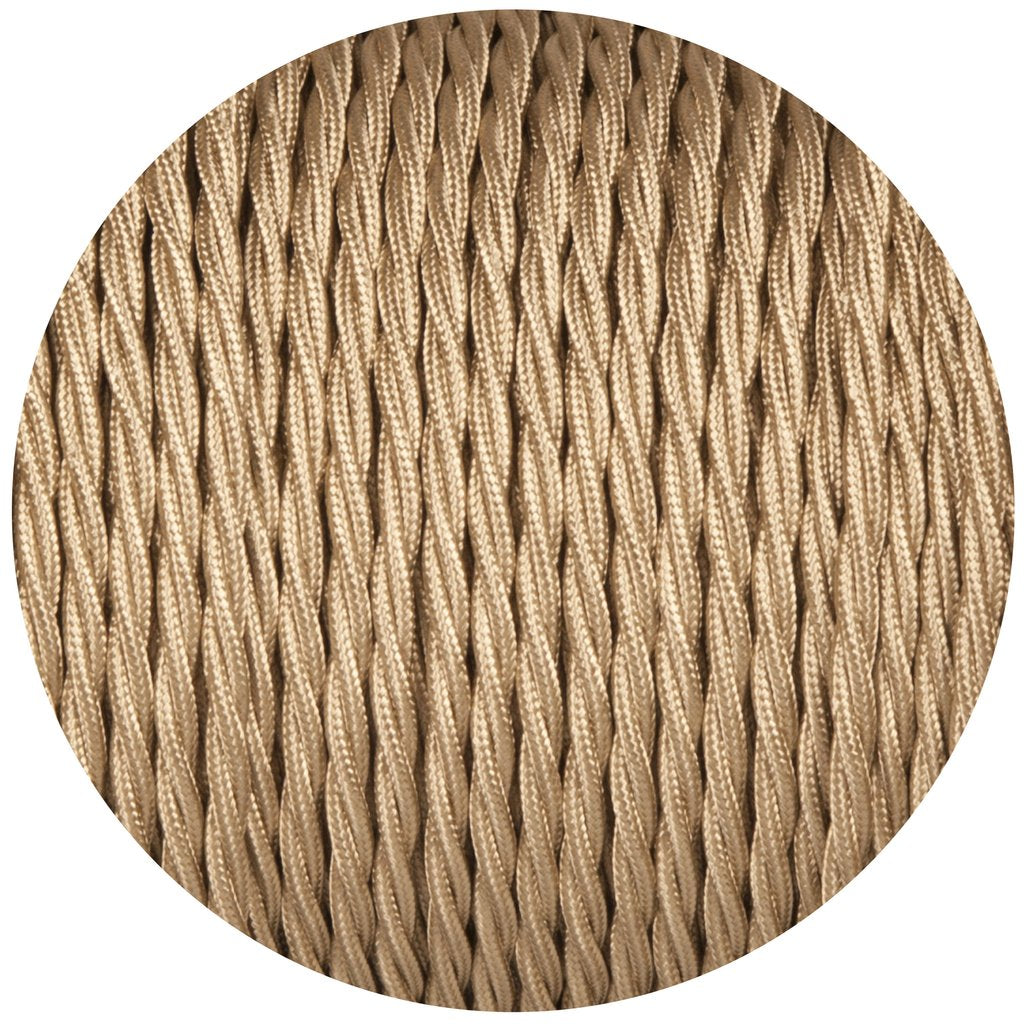 Textilkabel 2 Adrig Lampenkabel 0.75mm², Geflochten, Hell Gold