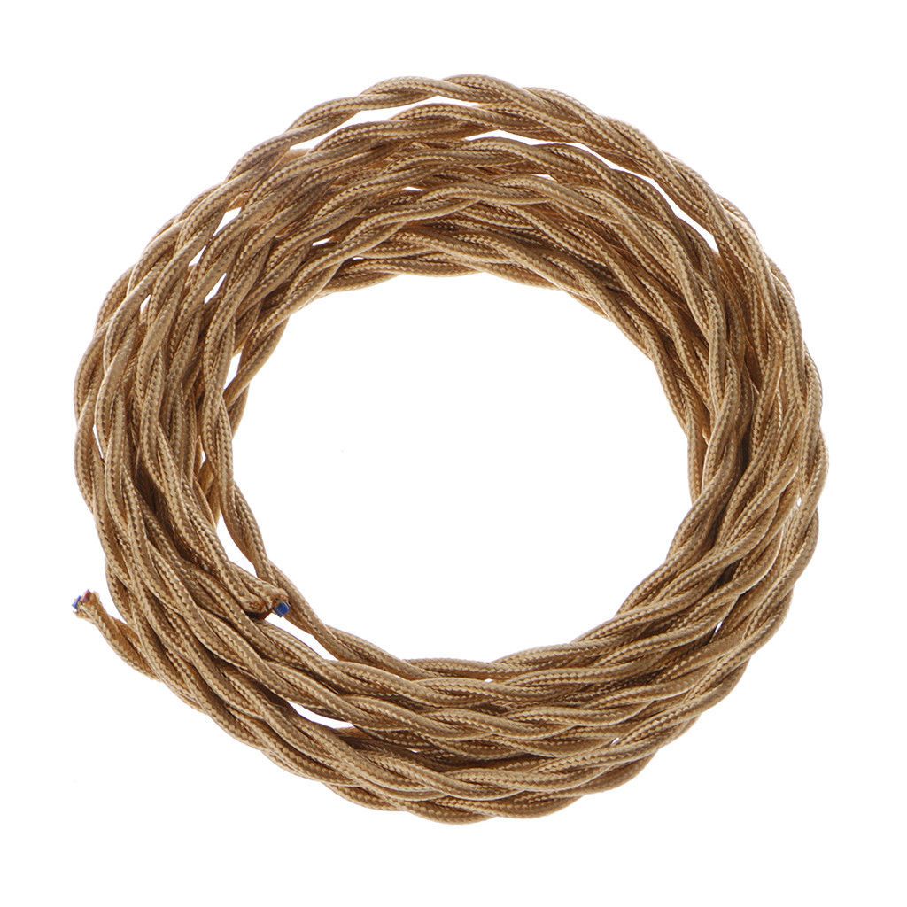 Light Gold 2 Core Twisted Vintage Stoff Kabel Flex
