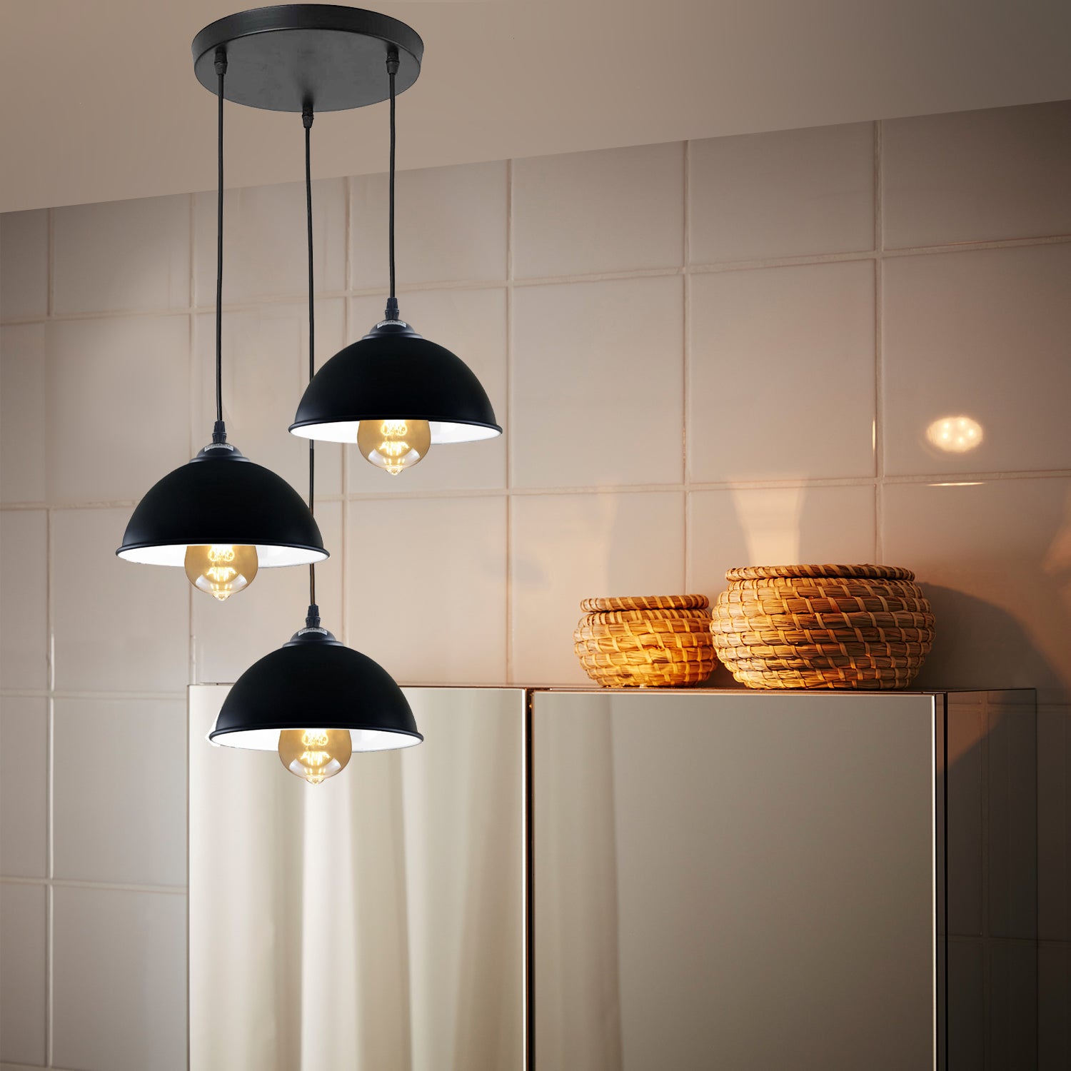Moderne industrielle Retro Pendelleuchte Lampenschirm abgehängte Deckenleuchten Metall