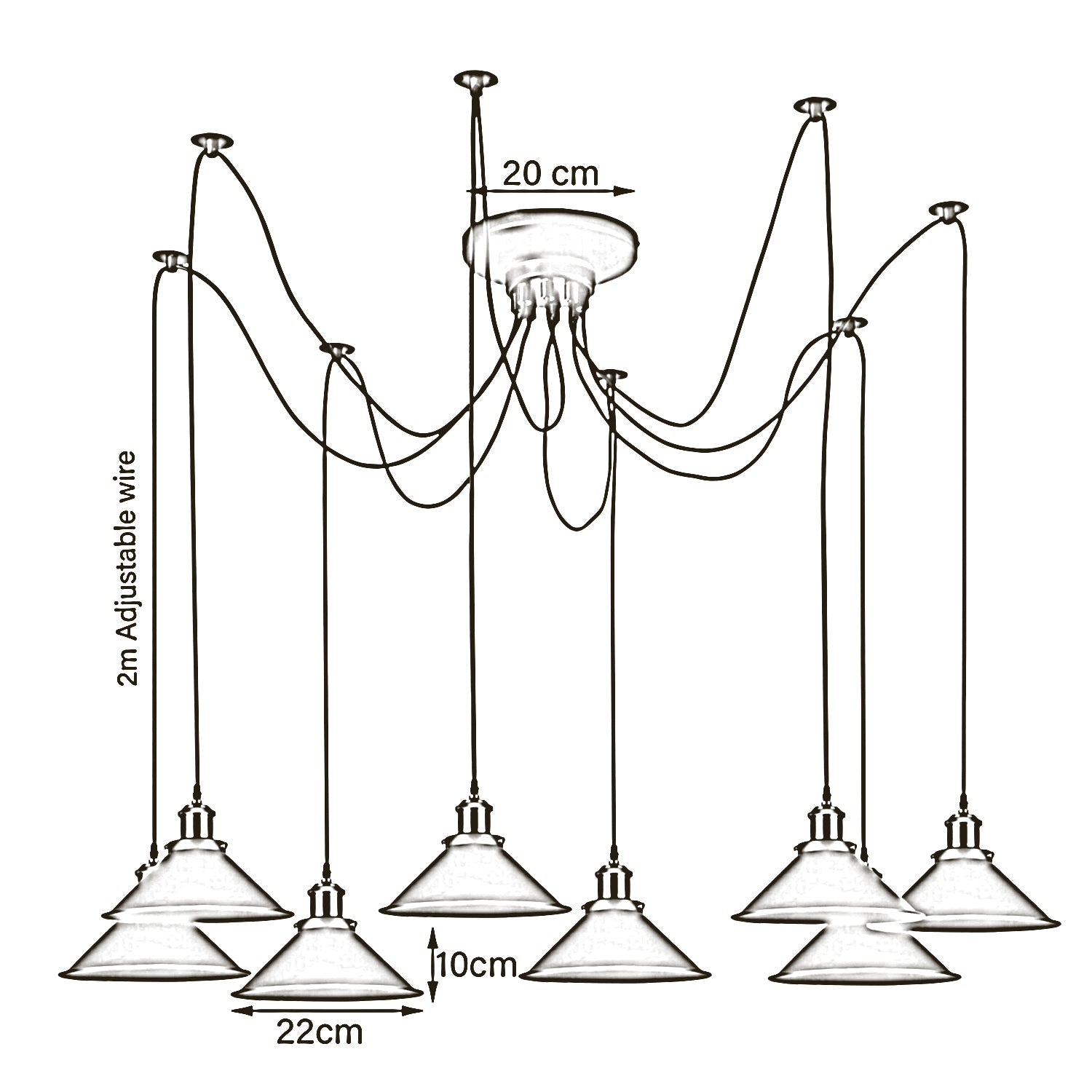 Moderne Spinnenlampe 8-flammige Pendelleuchte