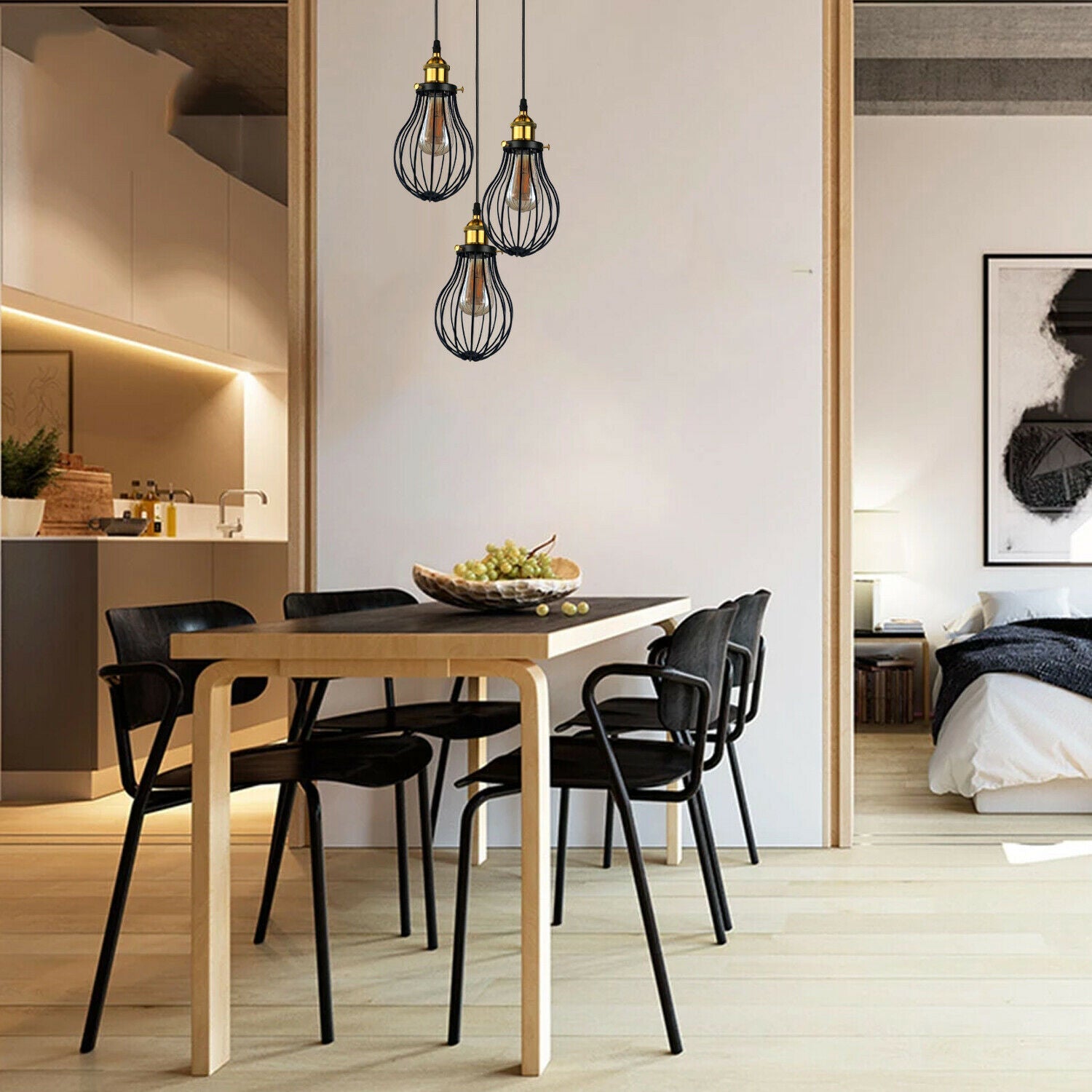 Industrial 3 Köpfe schwarz hängende Anhänger Zubehör Deckenleuchte Abdeckung dekorative Käfigleuchte