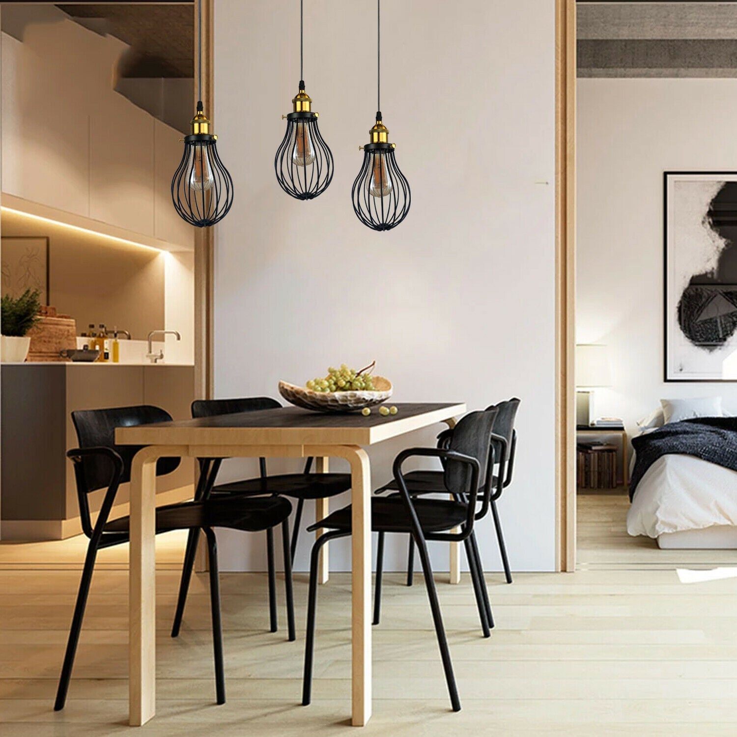Industrial 3 Köpfe schwarz hängende Anhänger Zubehör Deckenleuchte Abdeckung dekorative Käfigleuchte