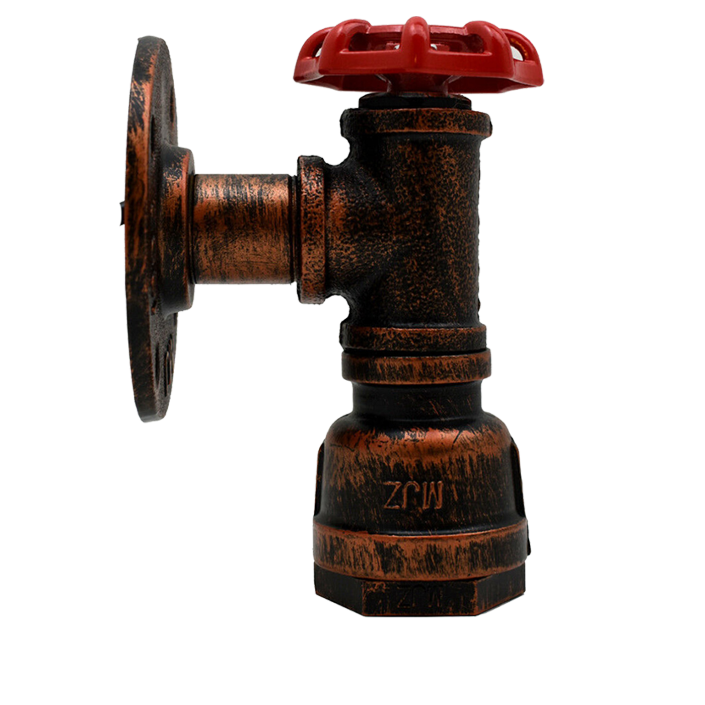 Rustikaler roter Vintage-Metall-Wasserpfeifen-Wandleuchter mit Rad LEDSone DE-2