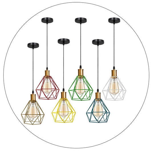 Moderne Vintage Diamond Cage Deckenpendelleuchte mit geometrischem Drahtkäfig-Stil hängende Innenleuchten mit 95cm verstellbarem Draht