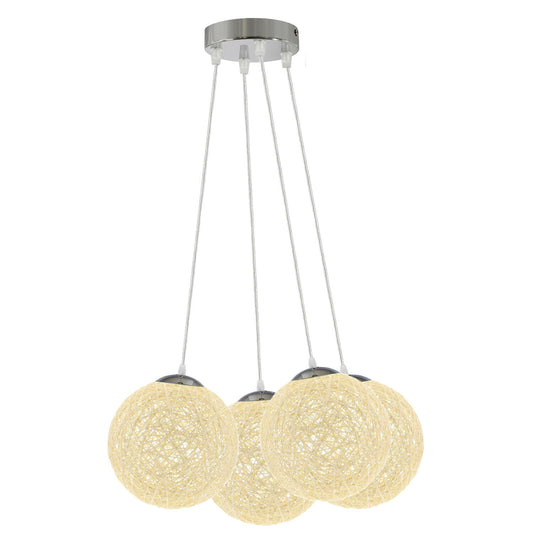 Rattan Wicker Woven Ball Globe Pendelleuchtenschirm 4 Outlet Creme
