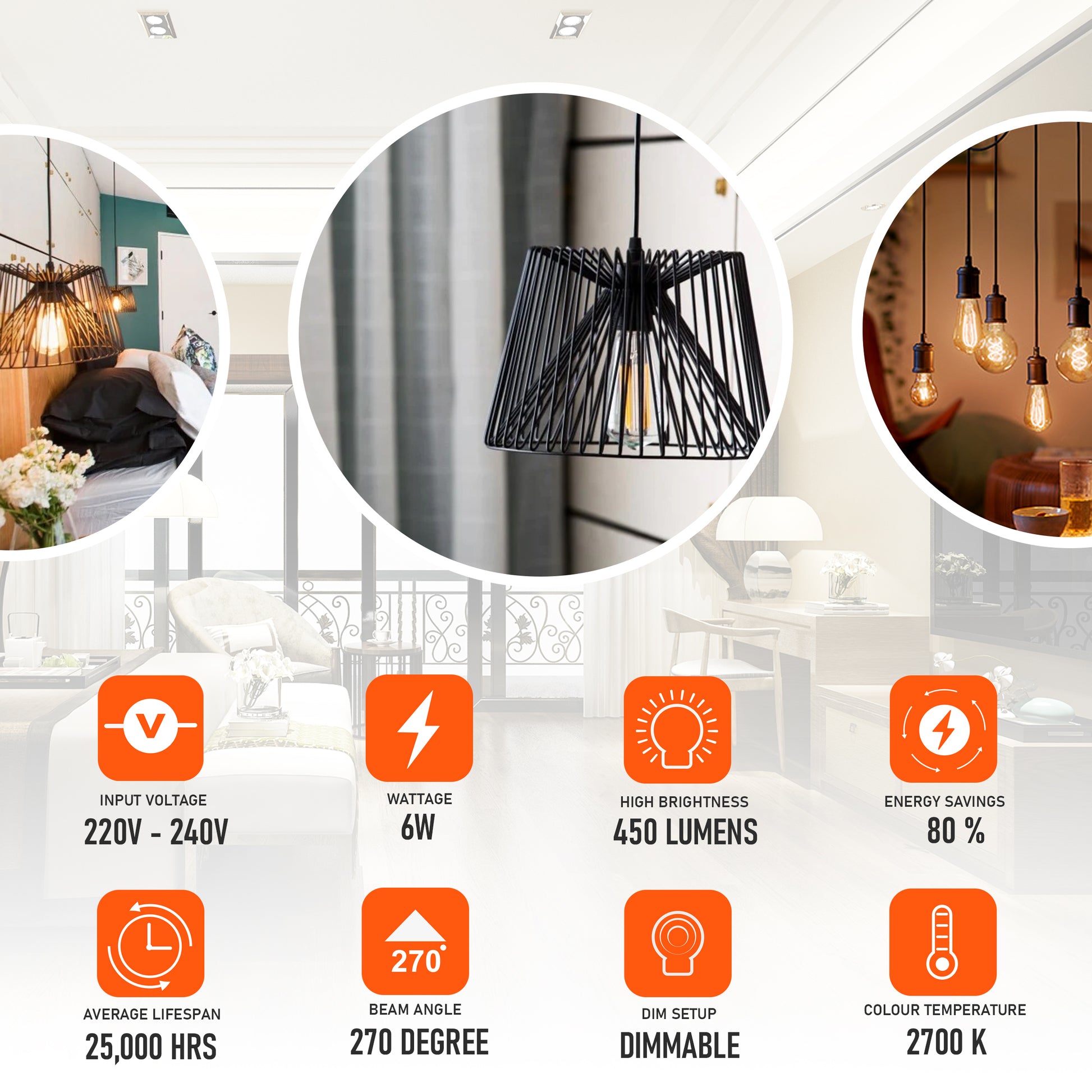 E27 ST64 Vintage LED dimmbare Glühbirnen, 6 W Edison-Glühbirne, 2700 K warmweiß, bernsteinfarbene, energiesparende dekorative Glühbirnen im Retro-Stil