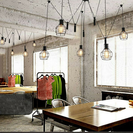Spider Light Industrielle Pendelleuchte mit fünf Käfigen