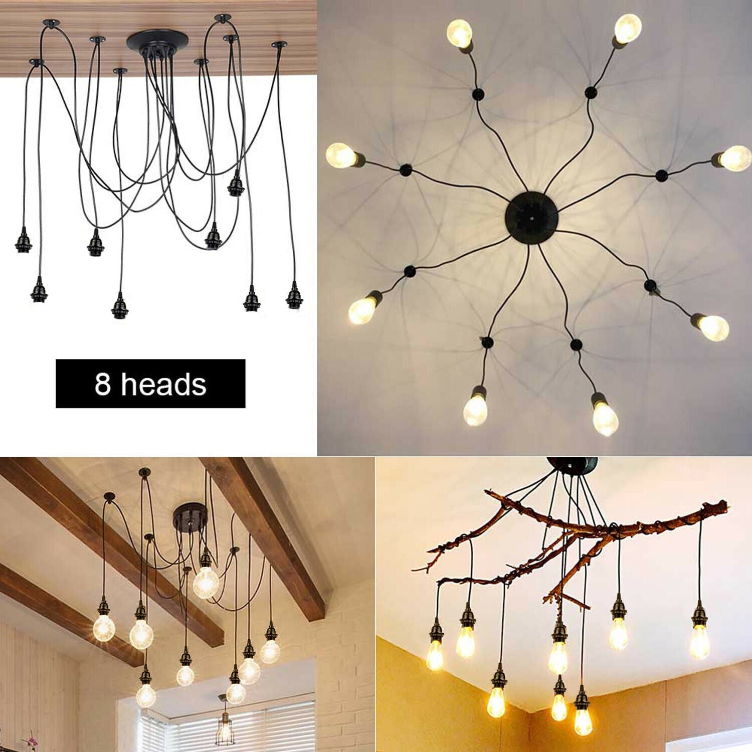 Retro Spinnenlampe 8 Köpfe Deckenpendelleuchte