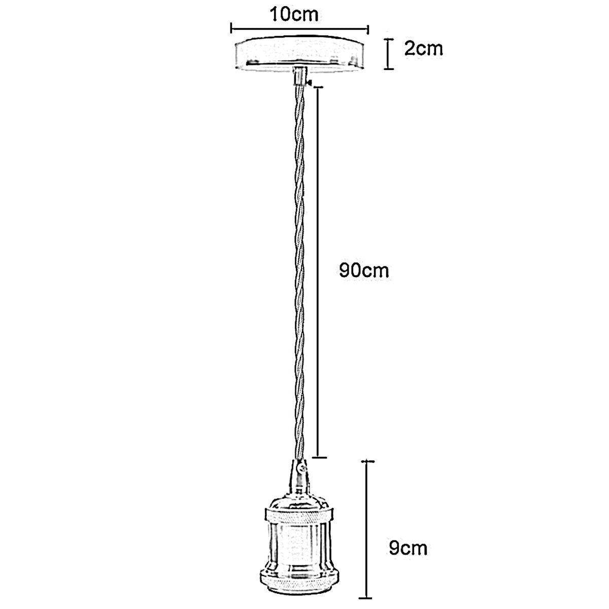 1m braunes verdrilltes Kabel E27 Base Copper Holder