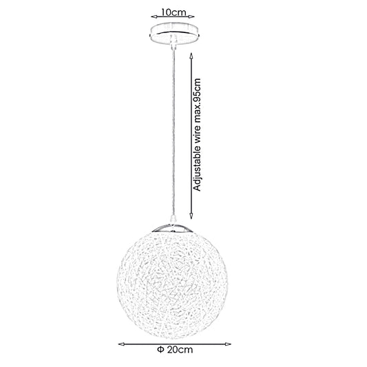 Beste Qualität Single Rattan Vine Ball Deckenpendelleuchte Gelb