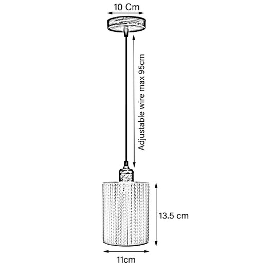 Weißer Lampenschirm in Tonnenform und Pendelleuchte in gebürstetem Silber