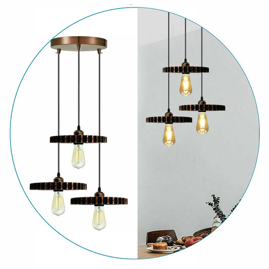 Rustikale Kupfer Pendelleuchte Retro 3-flammig