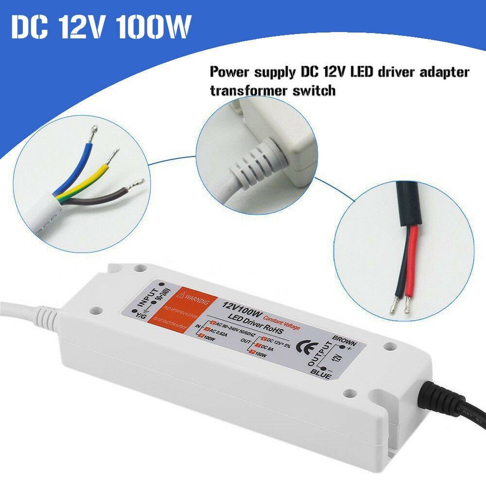 Neuer DC 12V LED Treiber Blau und Orange 18W / 28W / 48W / 72W / 100W Netzteil Treibertransformator