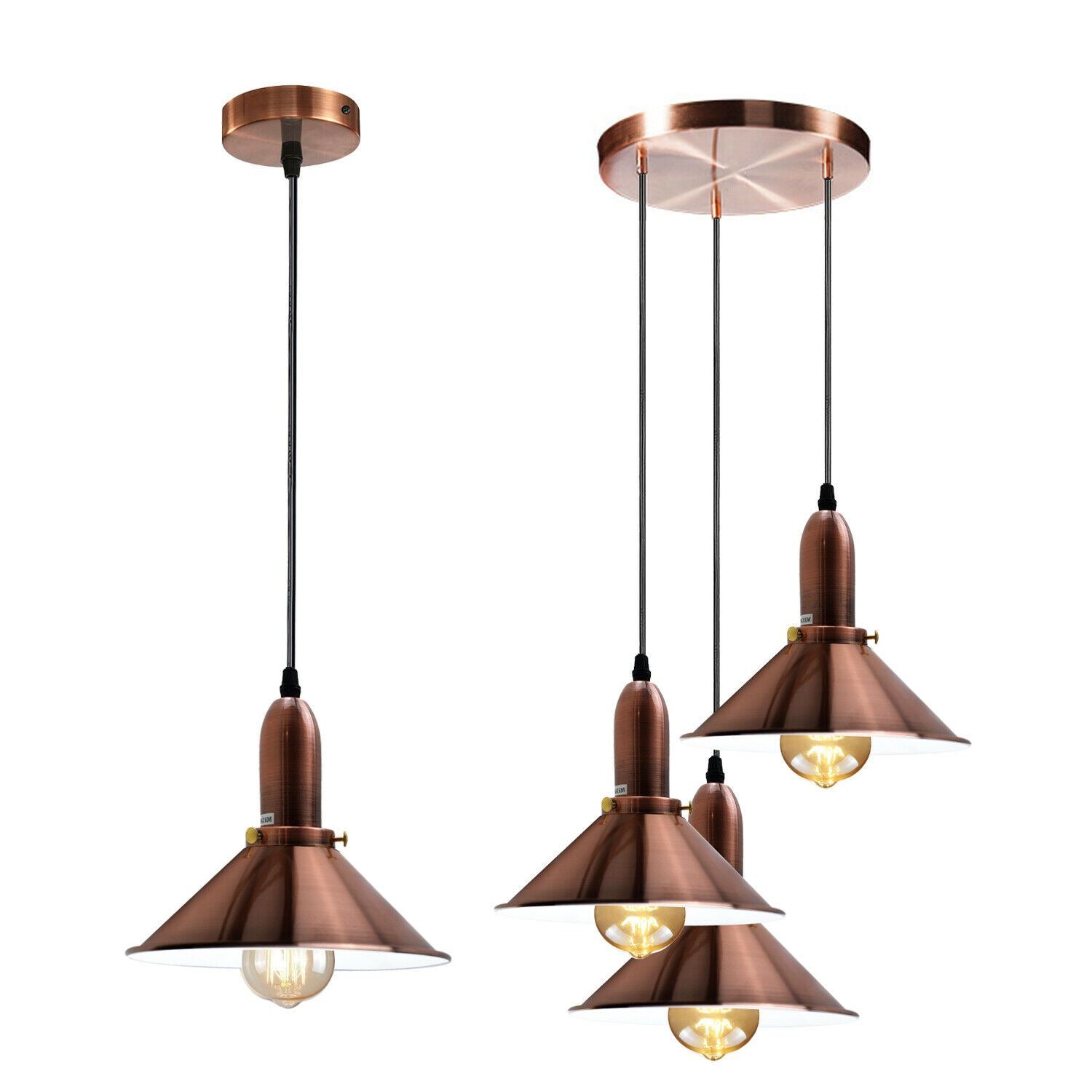 Industrielle Retro-Kupfer-Metallkegelform-Schatten-Innendecken-Pendelleuchte-Armatur
