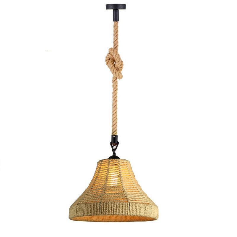Retro Industrial Vintage Loft Hanfseil Pendelleuchte Deckenlampe