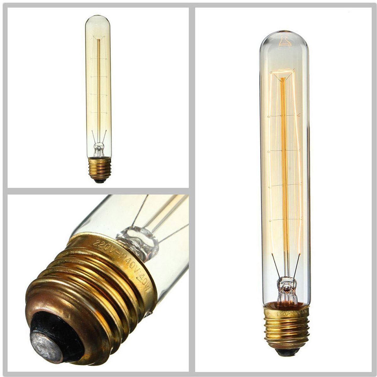 Vintage Filament Glühlampe Edison Tall Bulb Dimmbar B22 E27 Dekoratives Industrielicht ~